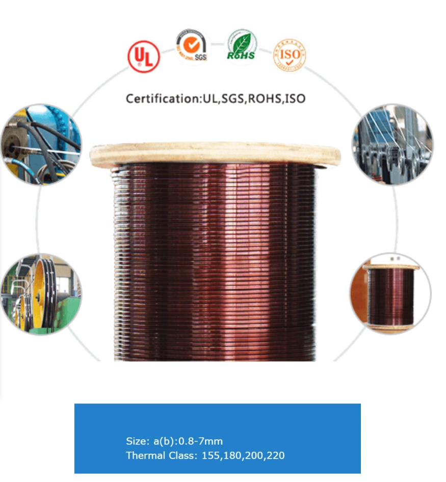 China Super Ti200 Transformer Flat Enamelled Pure Aluminum Flat Wire with 3mm*6mm